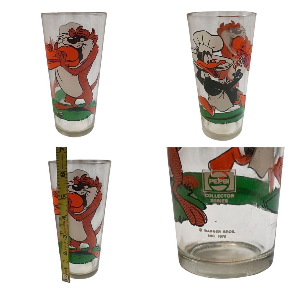 MINT CONDITION 1976 TAZ And DAFFY Pepsi Collector Glass Warner Bros Looney Tunes